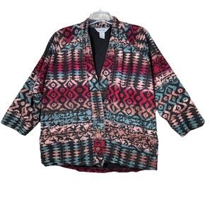 Nomadic Traders Jacket Women Large Red Blue Geometric Boho Boho Hippie Vintage